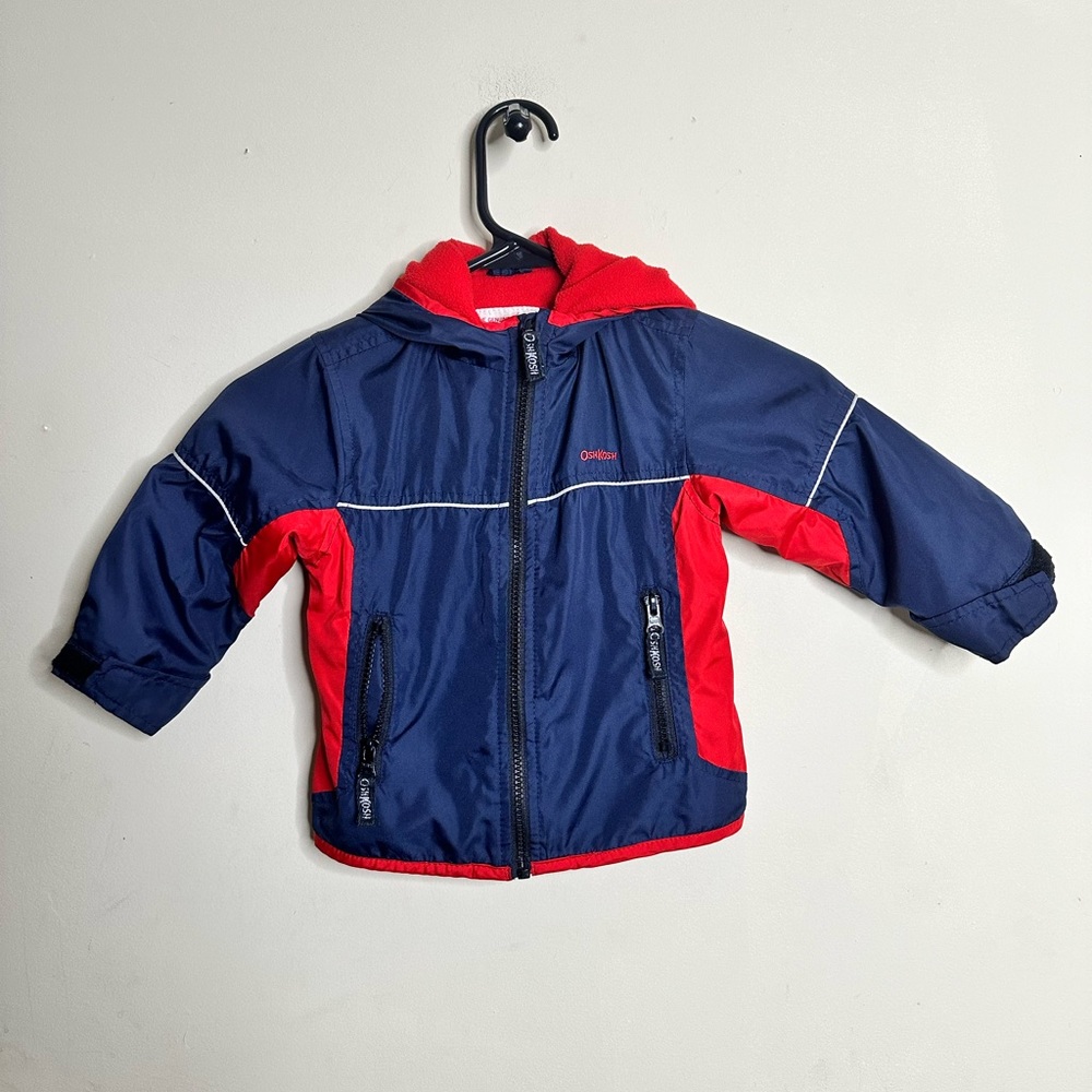 Oshkosh - Navy & Red Fleece Lined Jacket Coat Boys Size 24 months